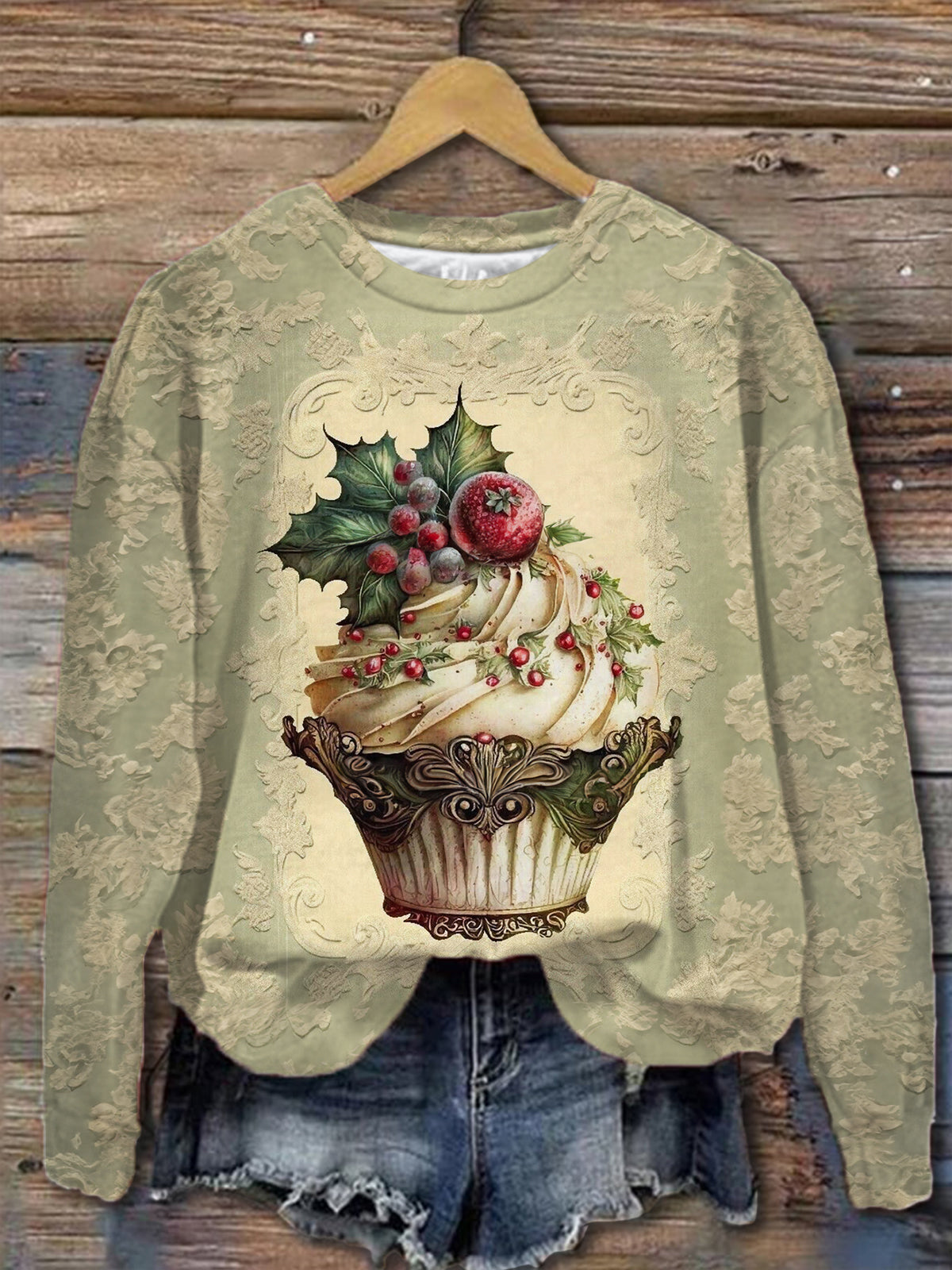 Christmas Cup Cake Long Sleeve Top