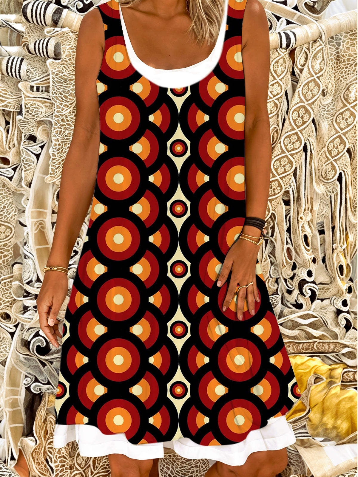 Abstract Art Ladies Splicing Dress – Jowamy