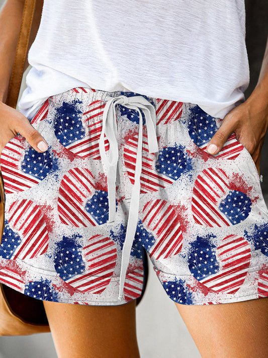 Heart American Flag Print Shorts