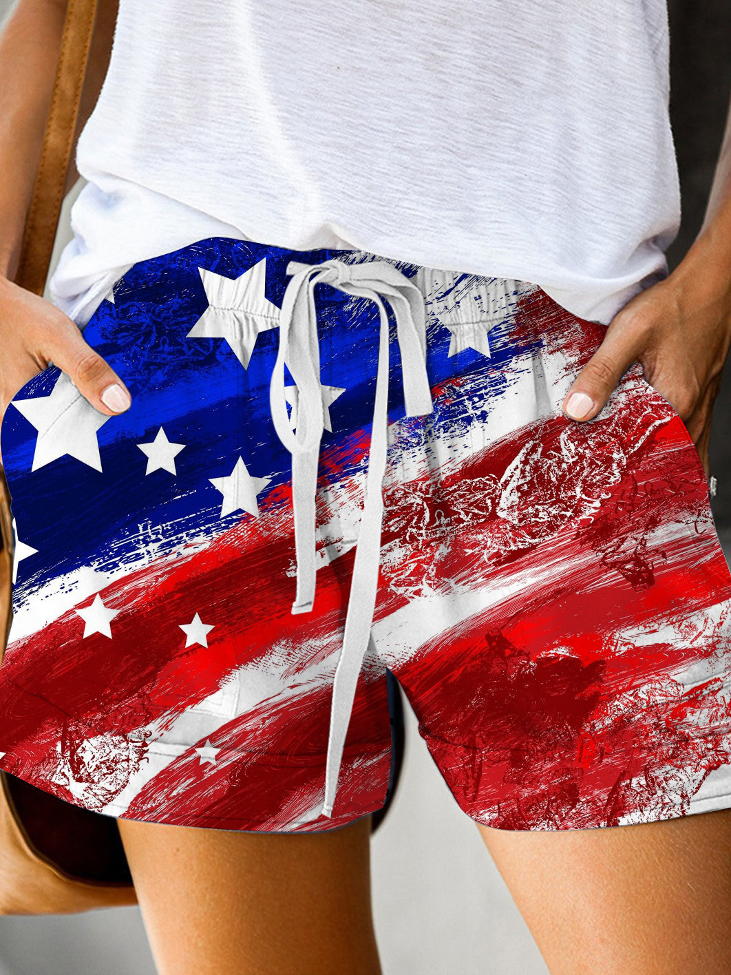 Tie-Dye American Flag Print Shorts