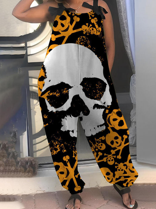 Toxic Skulls Print Casual Jumpsuit