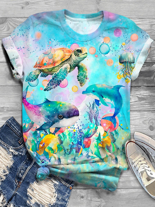 Sea Animals Crew Neck T-shirt