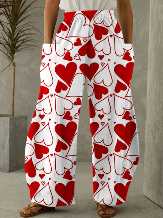 Heart Print Casual Pants