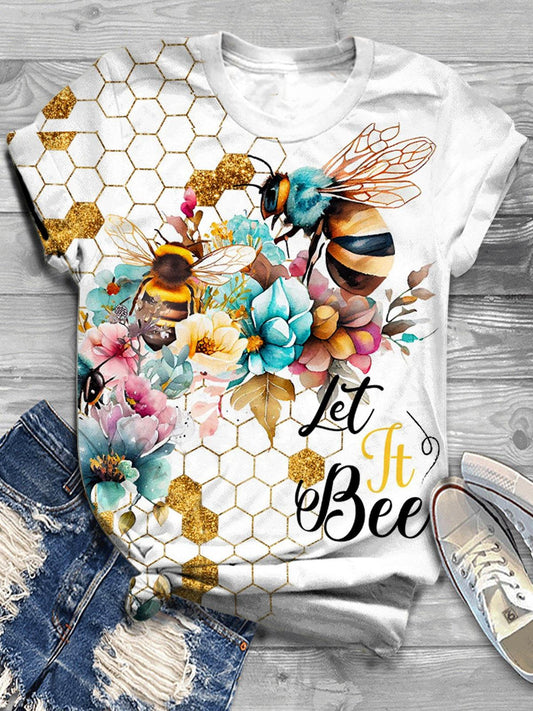 Bee Print Crew Neck T-shirt