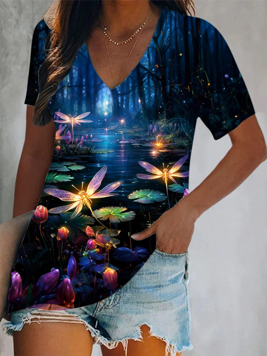 Dragonfly Lake V-Neck T-Shirt