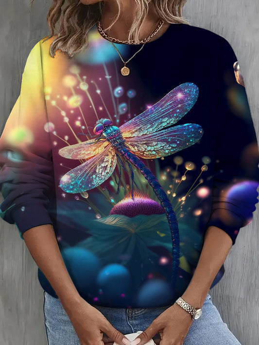 Night Dragonfly Long Sleeve Casual Top