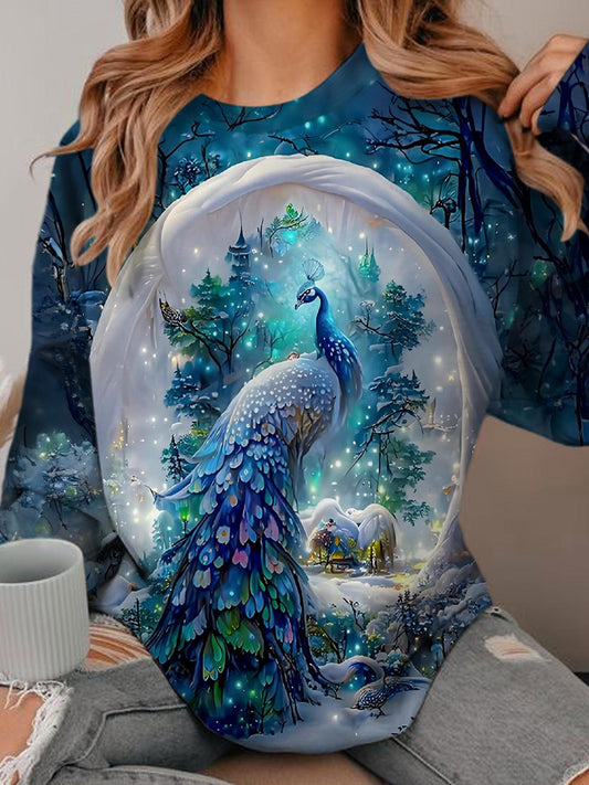 Snow Peacock Long Sleeve Top