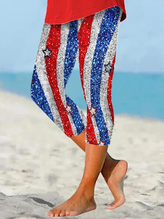 Women's 4th of July Independence Day Sequin Print Leggings