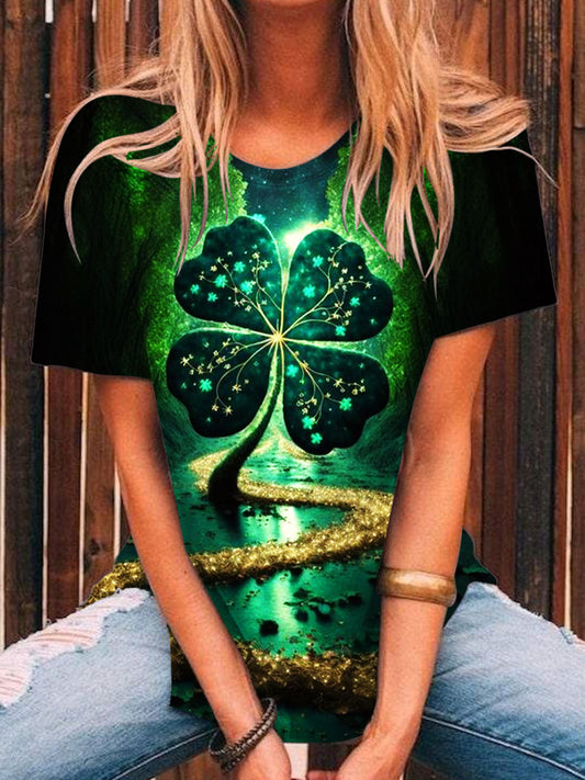 Women's St. Patrick's Clover Print Casual Top