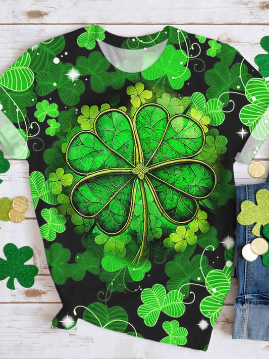 Women's Four Leaf Clover St. Patrick's Day Printed Top