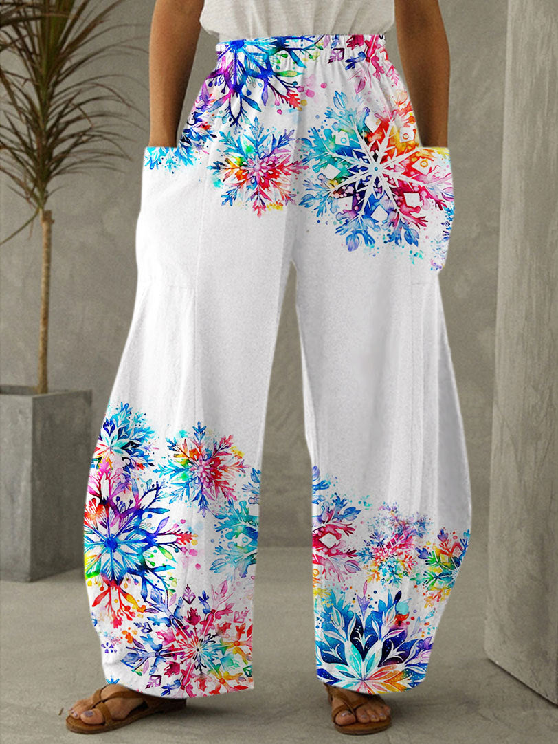 Women's Snowflakes Print Casual Pants