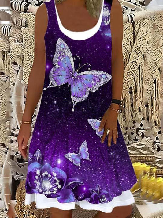 Glittery Butterfly Print Dress