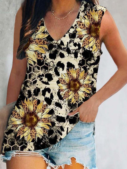 Sunflower Leopard Print Tank Top