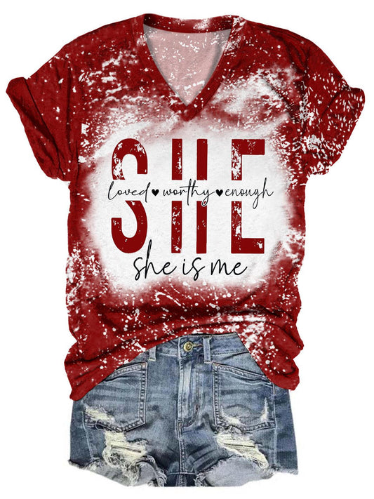 She Is Me Tie Dye V-Neck T-Shirt