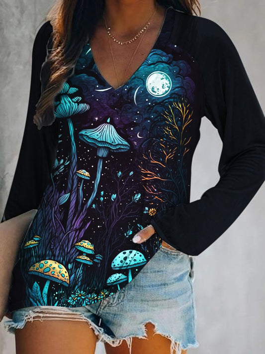 Women's Art Print Casual Long Sleeve Top