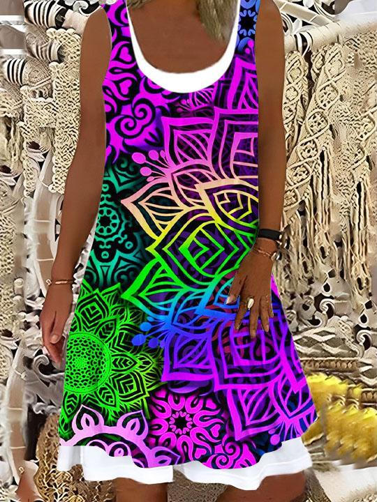 Women's Colorful Mandala Print Dress