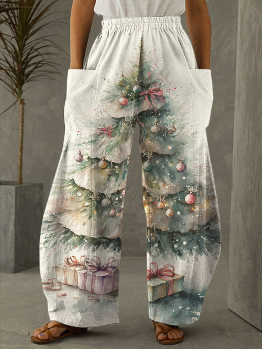 Christmas Tree Print Casual Pants