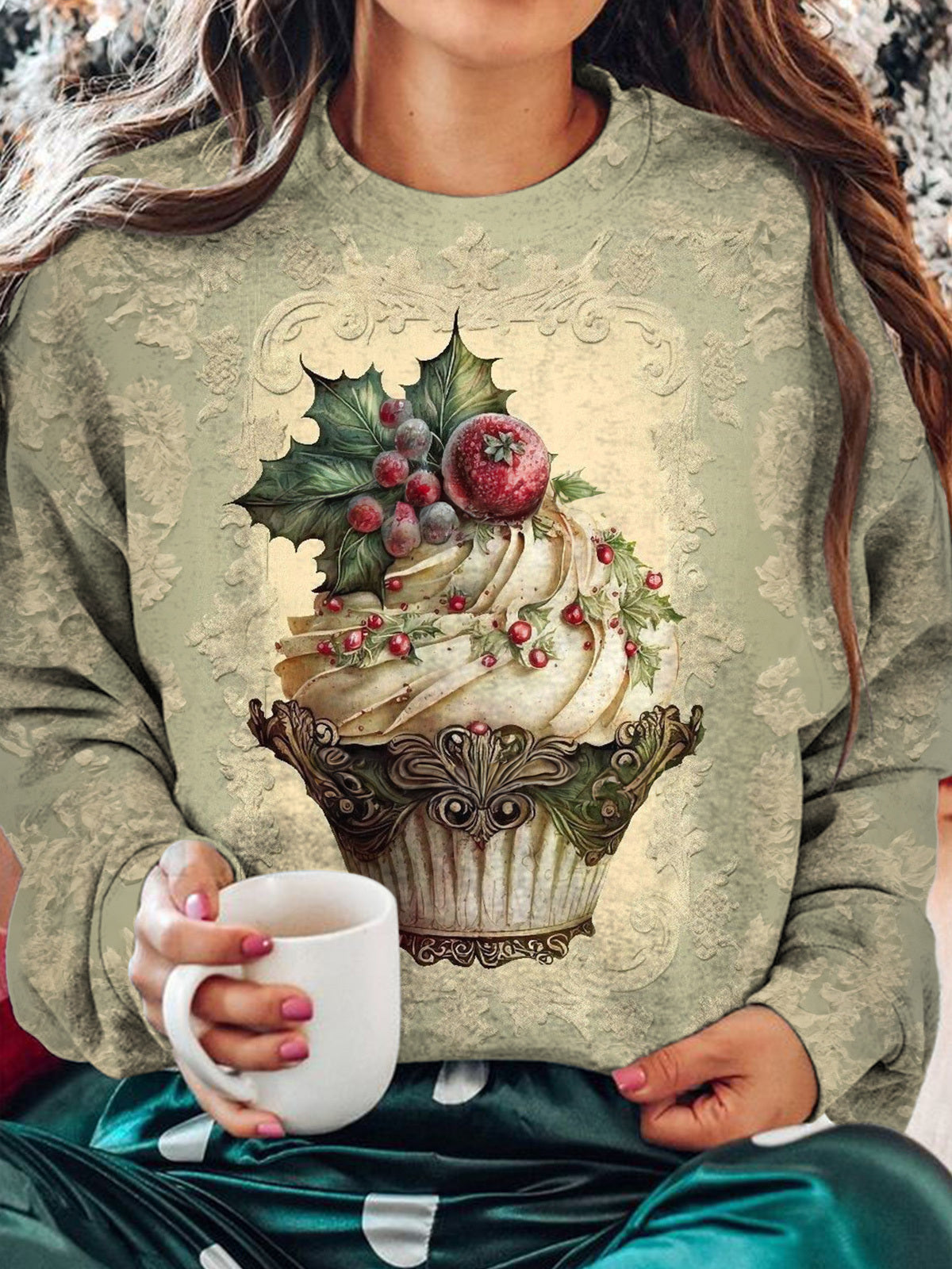 Christmas Cup Cake Long Sleeve Top