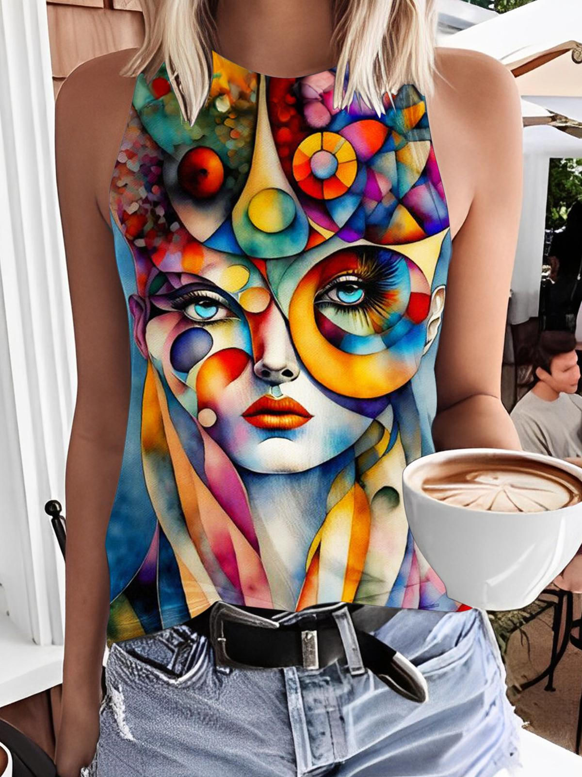 Woman Of The World Print Casual Sleeveless Top