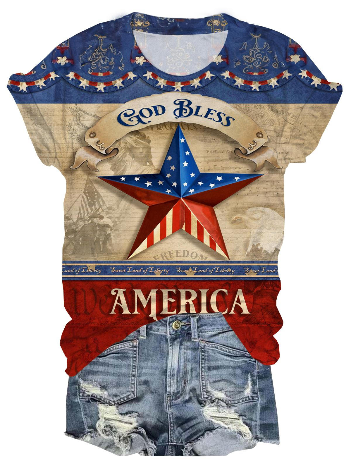 God Bless America Crew Neck T-shirt