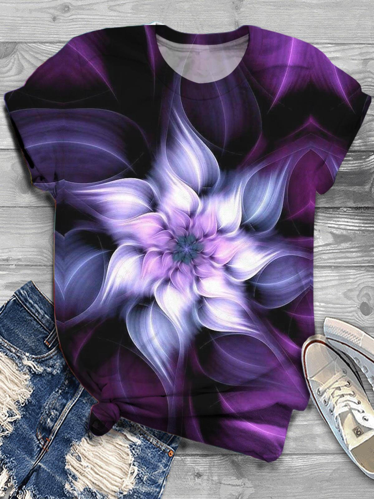 Women's Abstract Art Floral Print Casual Top