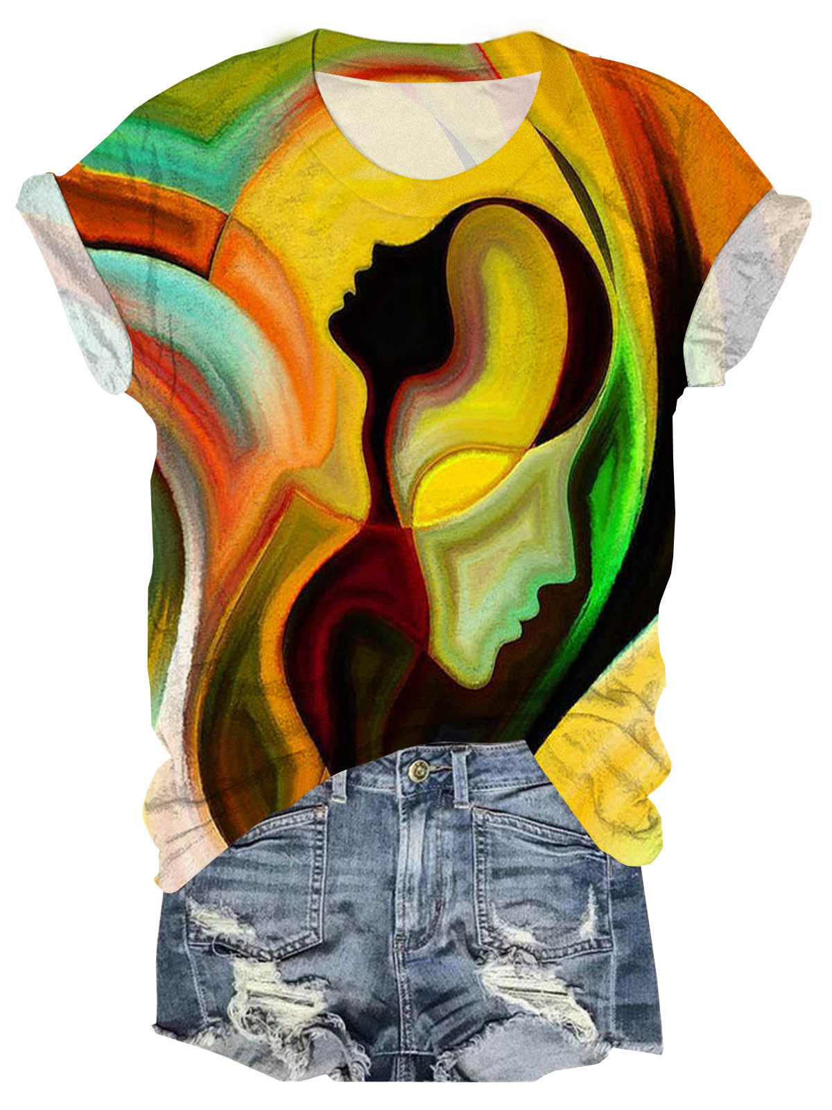 Abstract Print Crew Neck T-shirt