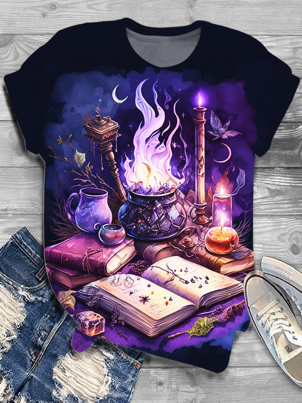 Witchy Print Crew Neck Top