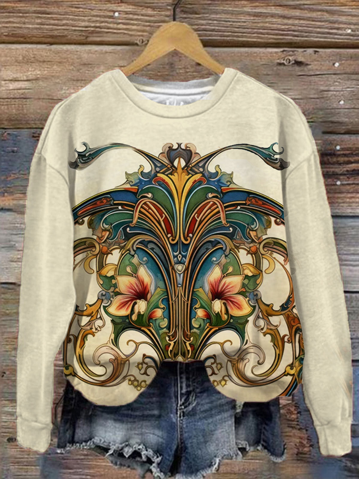 Women's Abstract Art Print Long Sleeve Top