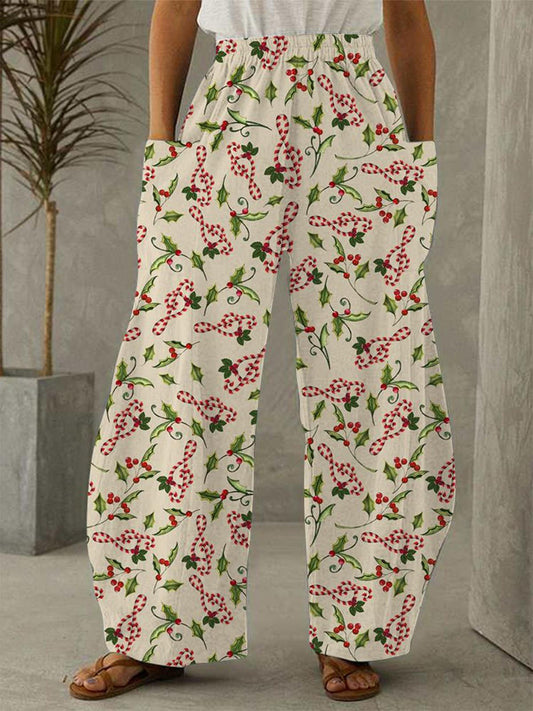 Christmas Print Casual Pants