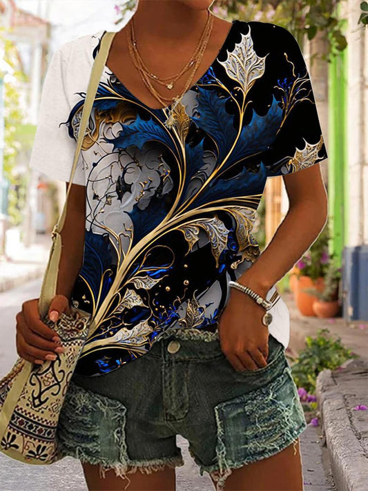 Women's Floral Print Short Sleeve T-Shirt