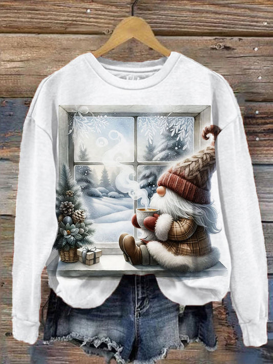 Women's Winter Gnome Long Sleeve Casual Top