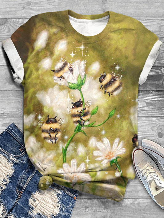 Daisy Bees Crew Neck T-shirt