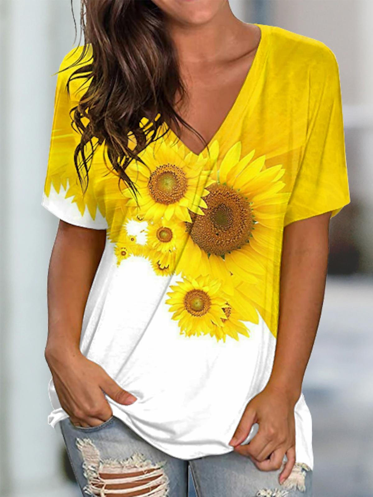 Sunflower V Neck T-Shirt