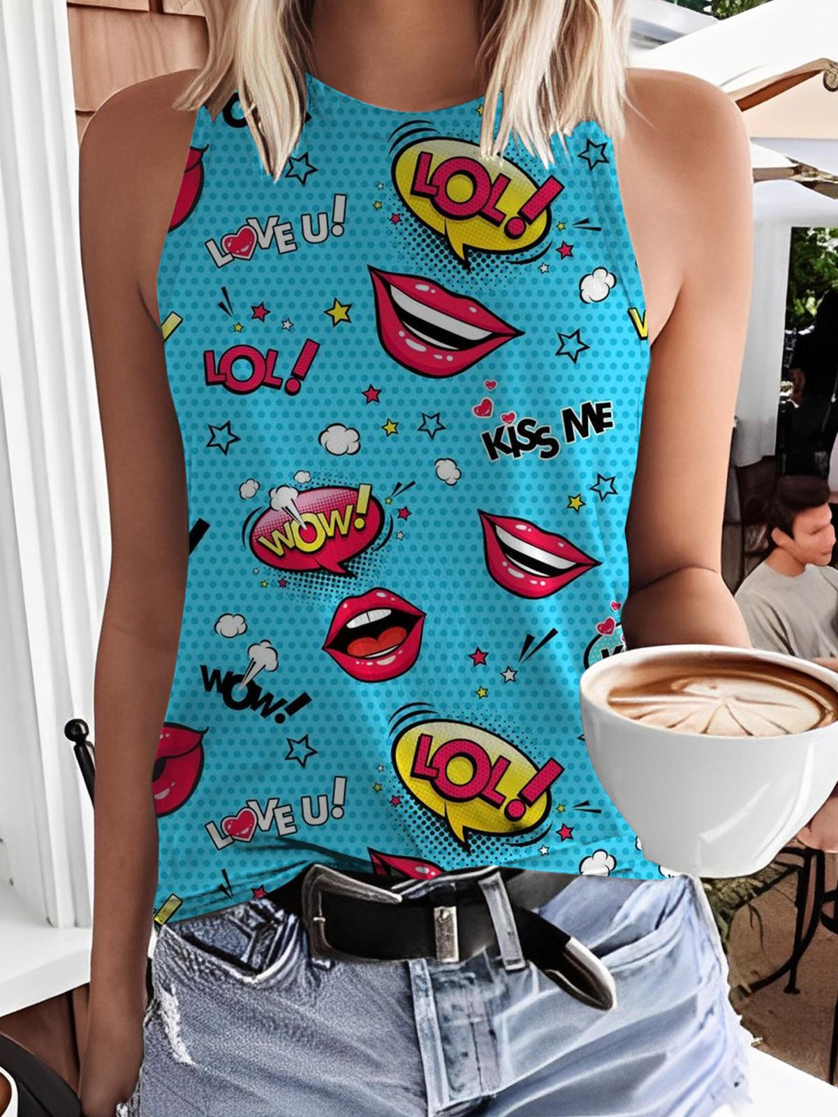 Valentine Pop Art Print Tank Top