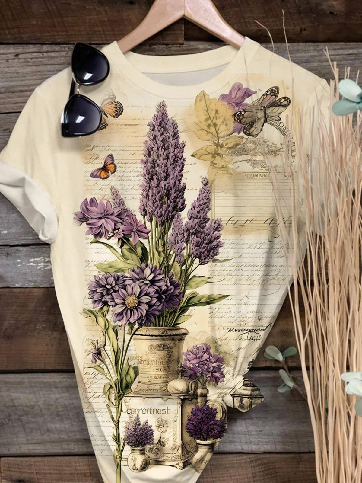 Women's Lavender Floral Print Casual Top