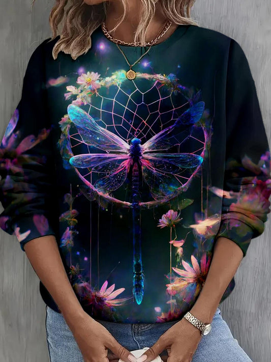 Dragonfly Dream Catcher Long Sleeve Casual Top