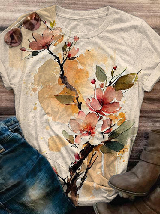 Floral Print Casual T-Shirt