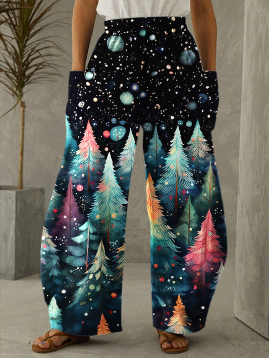 Christmas Tree Print Casual Pants