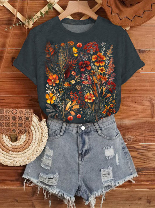 Bohemian Floral Print Casual Top