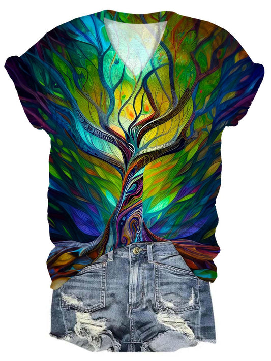 Tree Of Life Printed Crew Neck T-shirt