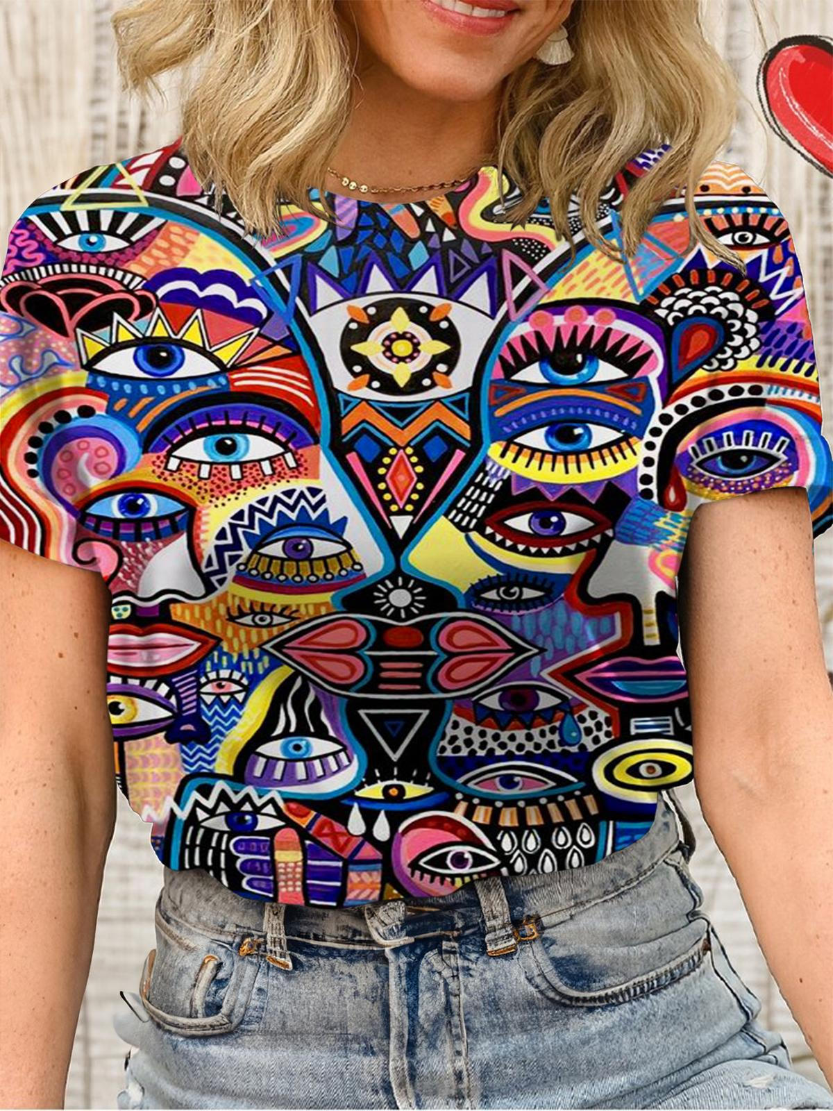 Abstract Geometric Art Crew Neck T-shirt