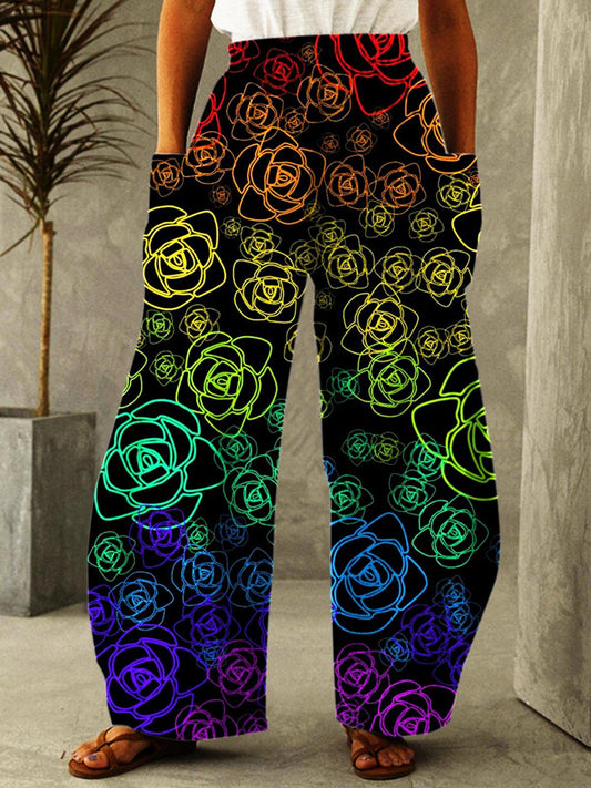 Flower Print Casual Pants