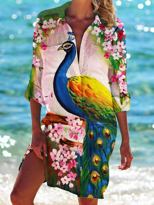 Women's Holiday Beach Shirt Dress