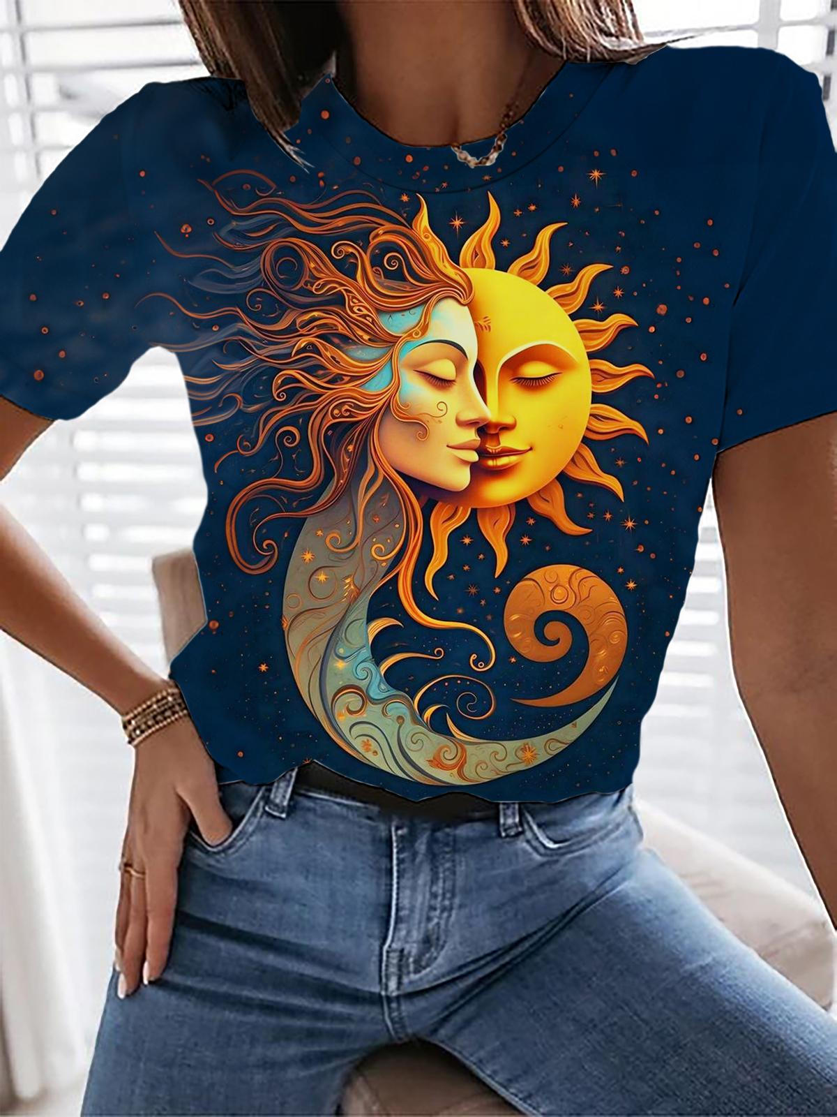 Tarot Chandra Naadi And Surya Naadi Crew Neck T-shirt