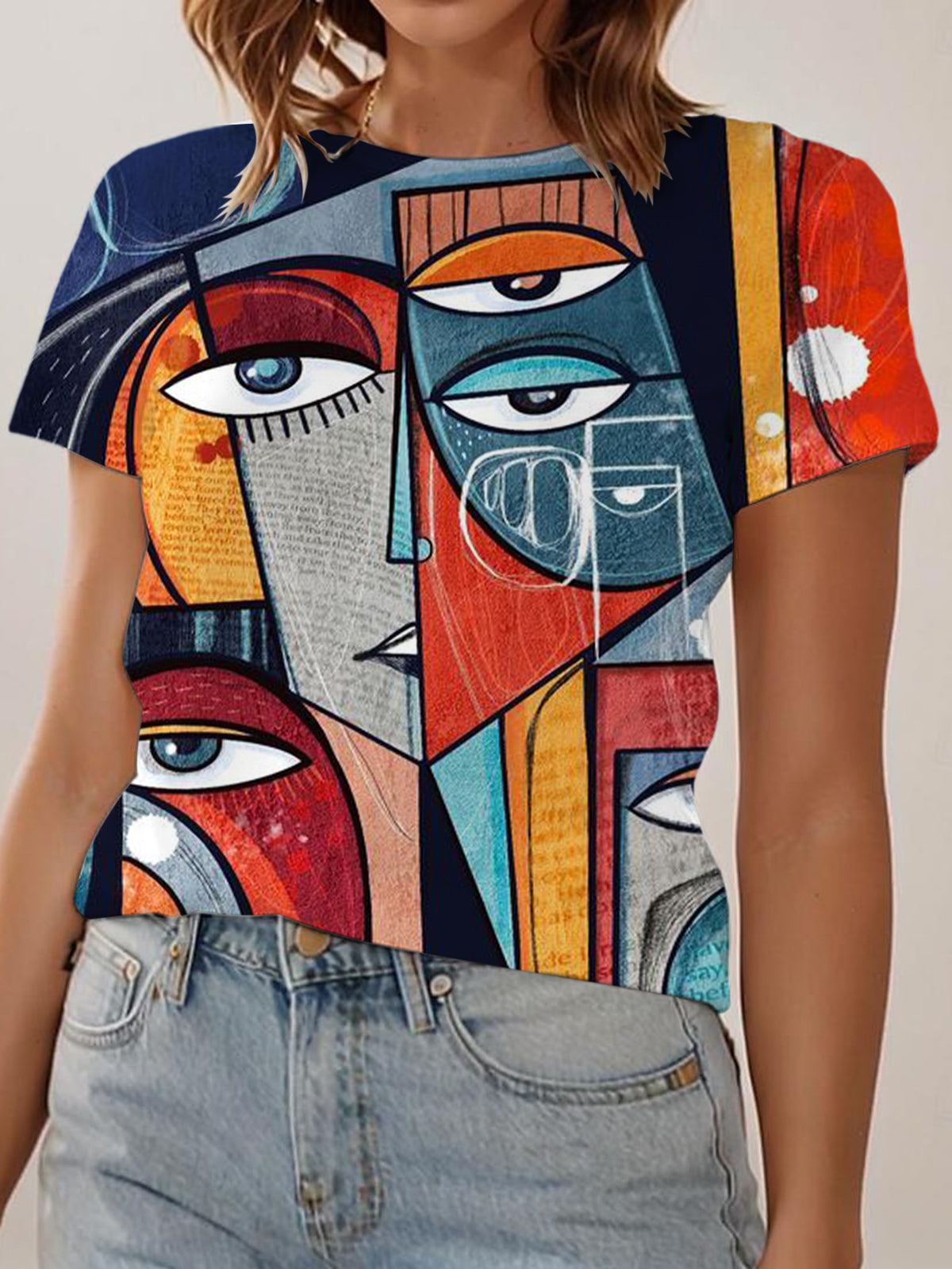 Abstract Figures Art Crew Neck T-shirt