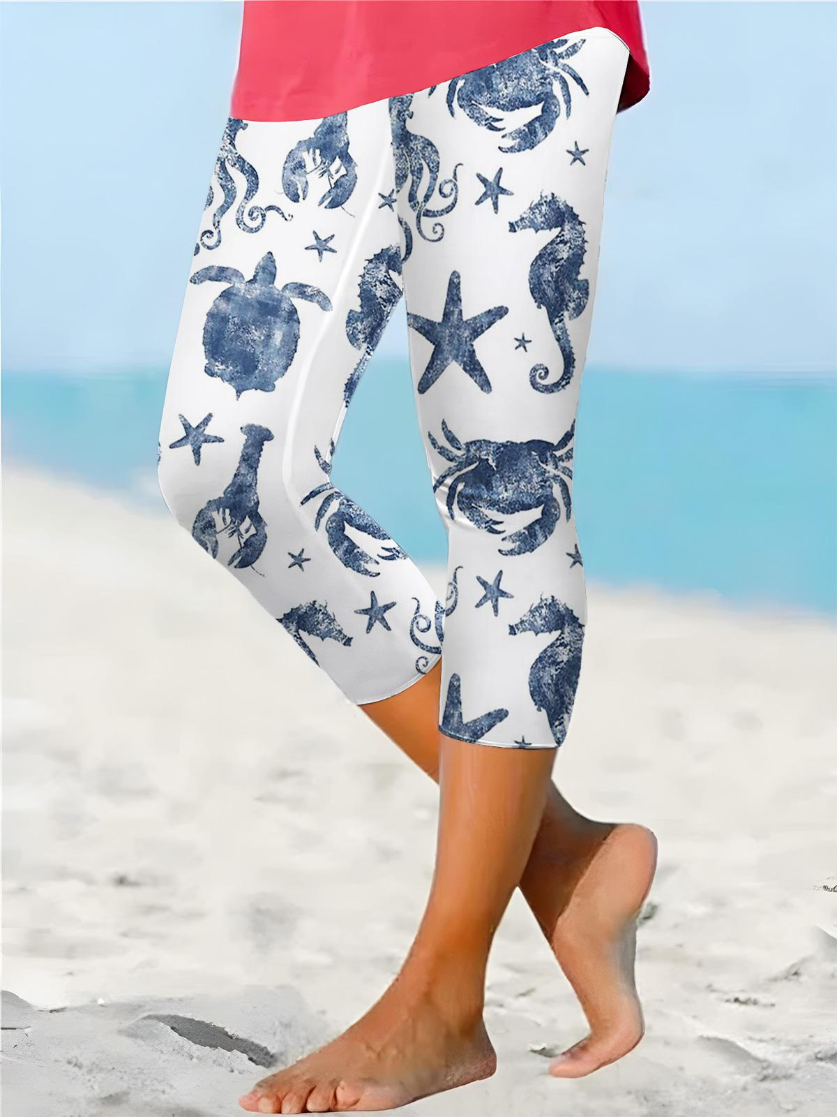 Nautical Marine Life Print Leggings