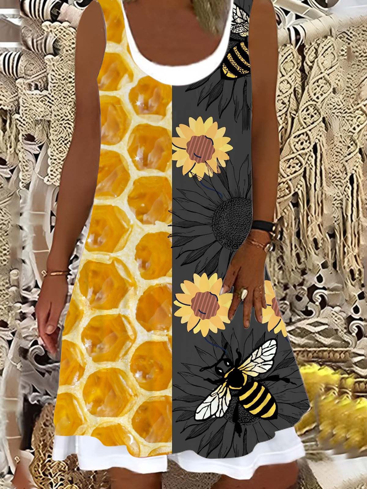 Bee Honey Ladies False Two Dress