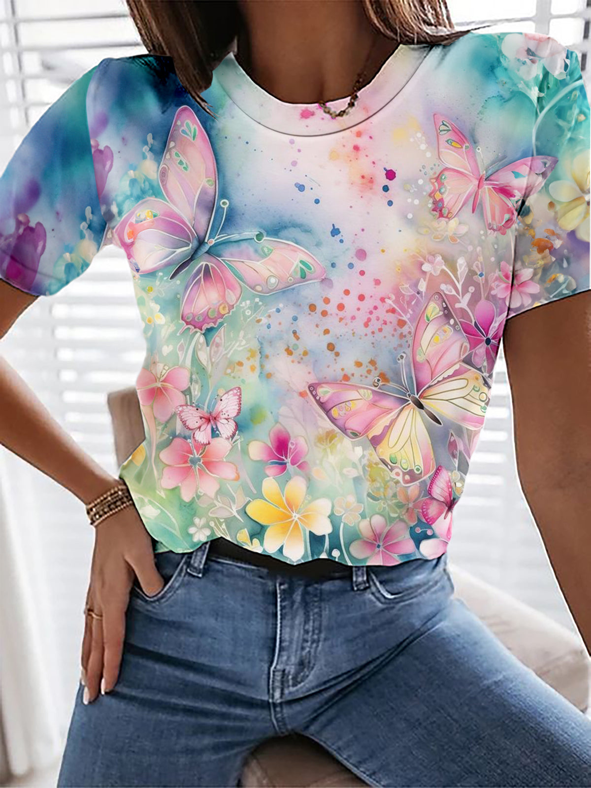 Dreamy Butterflies Crew Neck T-shirt