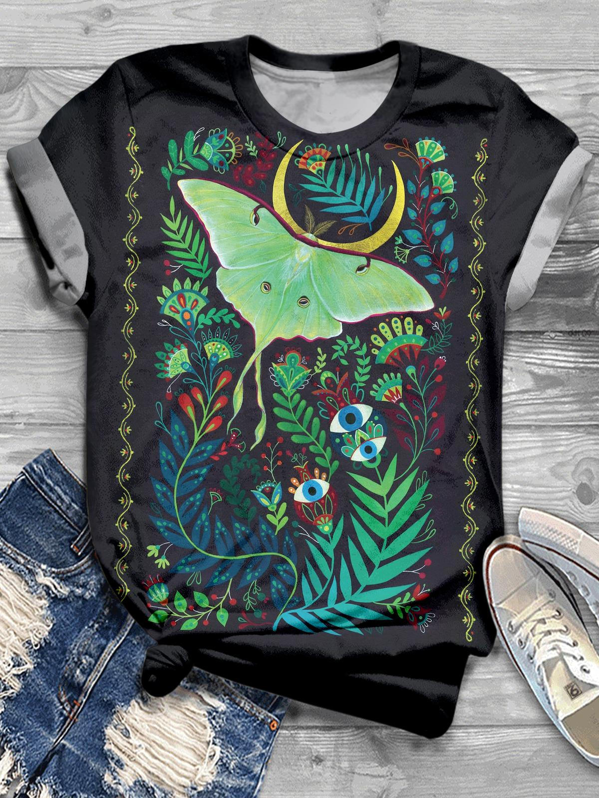 Luna Moth Crew Neck T-shirt