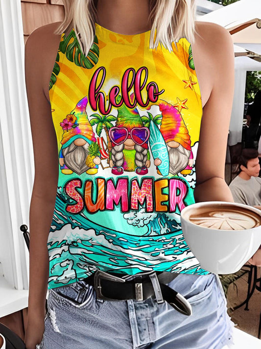 Hello Summer Gnomies Casual Sleeveless Top